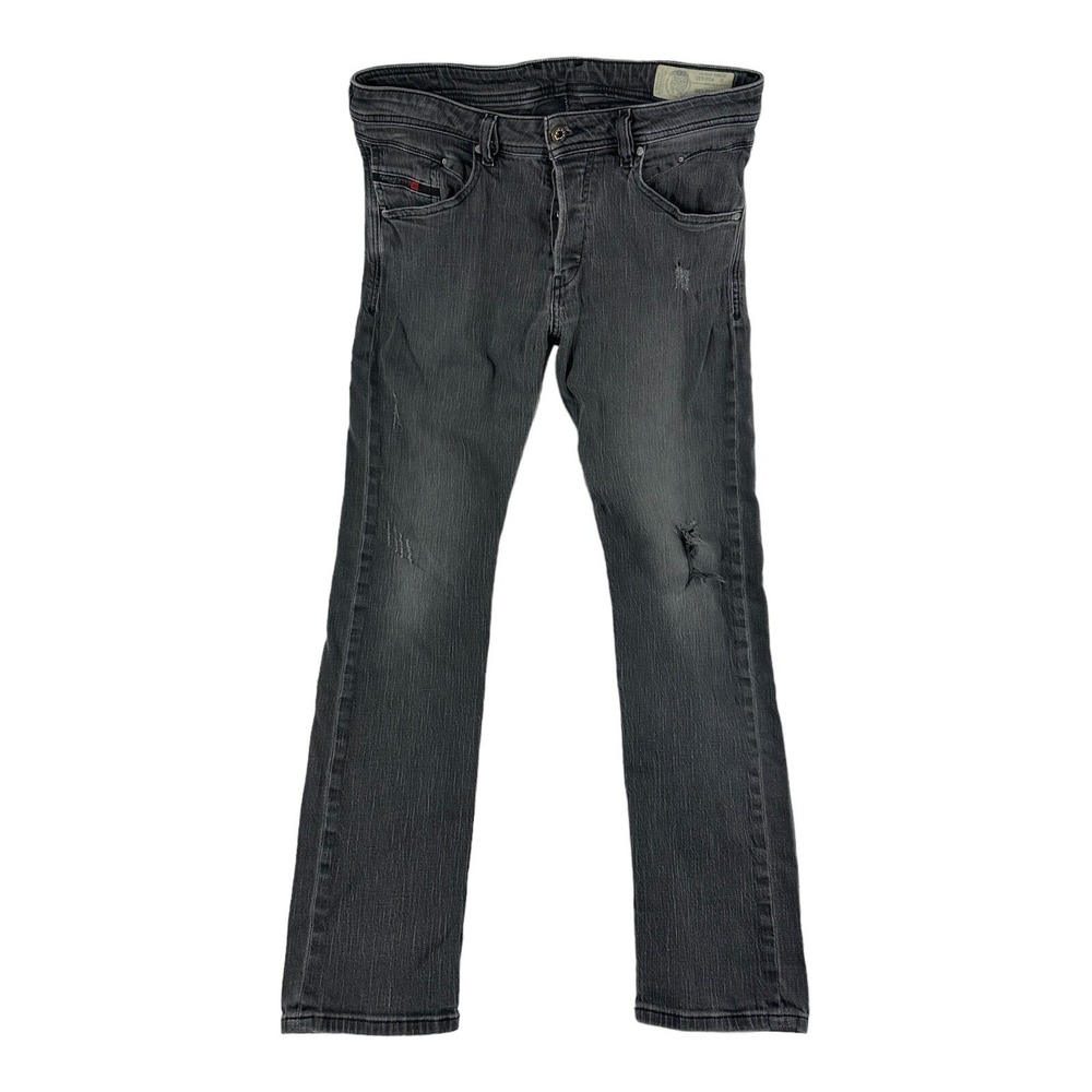 Diesel Belther Slim Tapered Distress Gray Wash Mens Button Fly Jeans Size 32x32